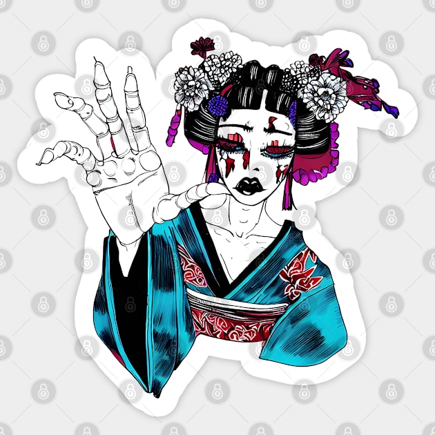 Weird Japanese Geisha, Weirdcore Drawing Sticker by Ravenglow